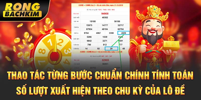 Thao tác từng bước chuẩn chính tính toán số lượt xuất hiện theo chu kỳ của lô đề